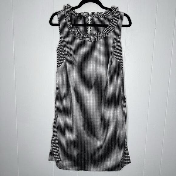 Talbots Women’s Gingham Pleated Neck Shift Dress Black White Size 10 - Picture 2 of 6